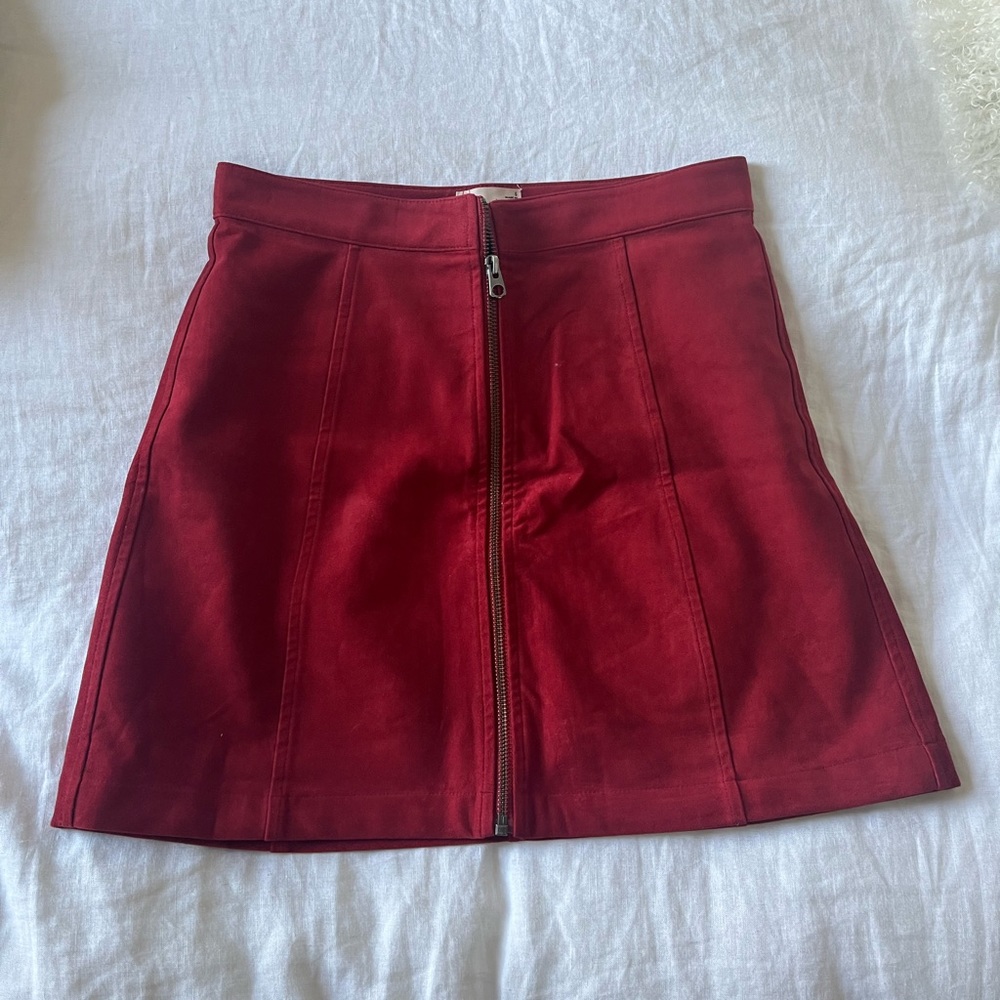 Aritzia Wilfred Free Red Suede Miniskirt